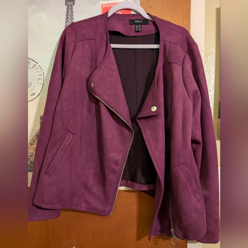 Forever 21 Women's Deep Purple Leather Jacket